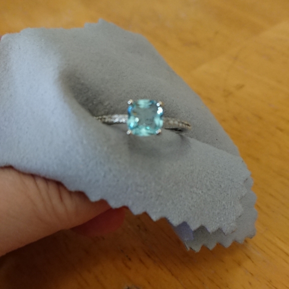 🌸 Closeout! Women's aquamarine ring 925 filled - Picture 3 of 8